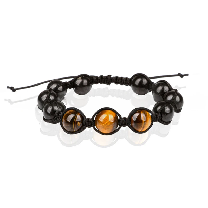 Geflochtenes Schungit Armband mit Tigerauge